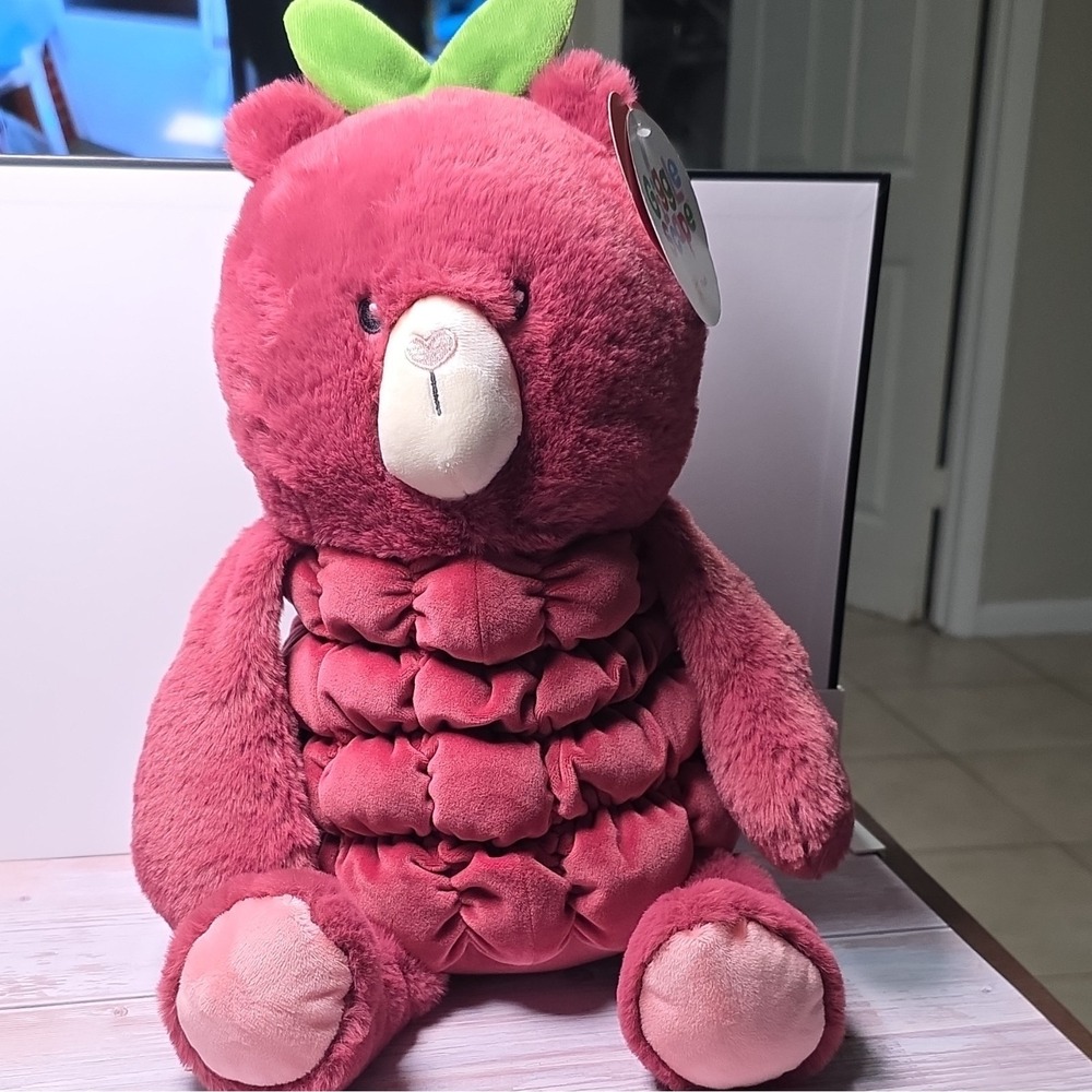 Giggle Scape Pink Bear Plush Stuffed Animal Medium 1+ Years Green Leaf 2024